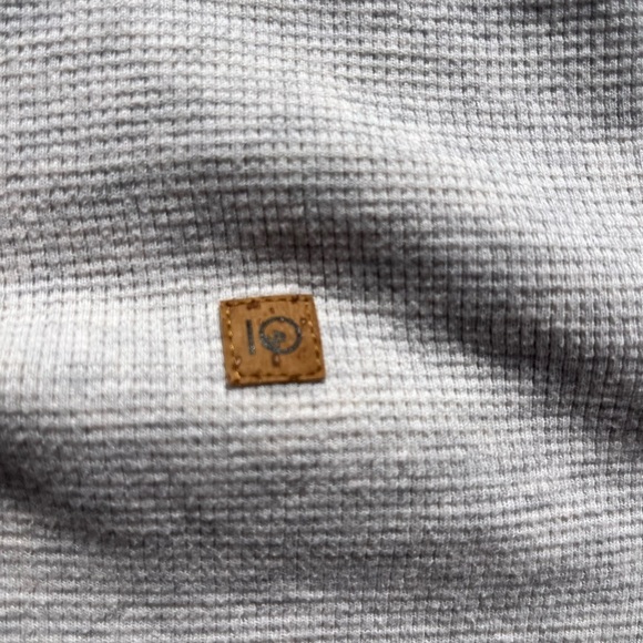Women's TenTree Hoodie Gray Logo L Waffle-Knit Camp Hike Outdoor Climb STAINED - Picture 2 of 14